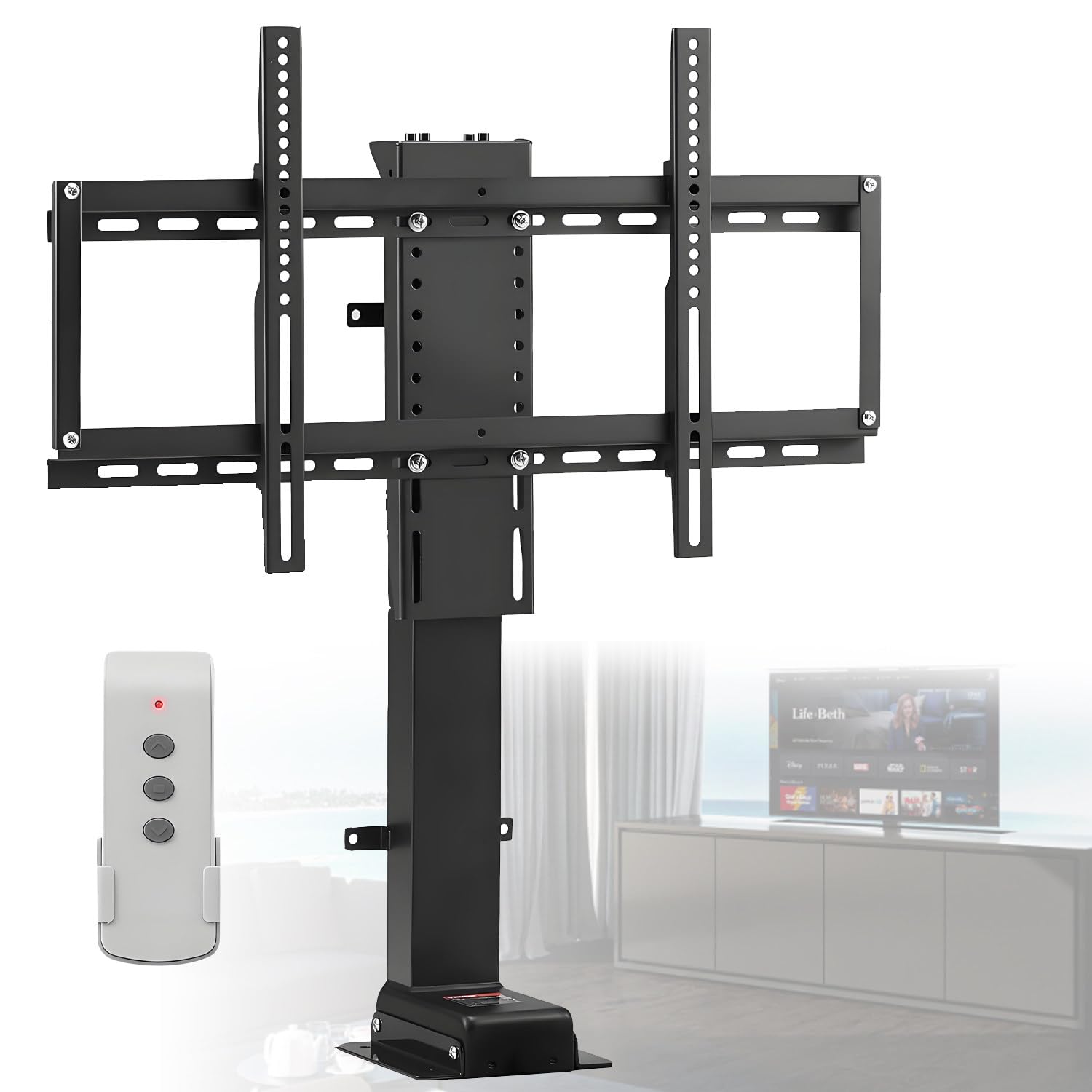 Inteligentny, silnikowy uchwyt do telewizora,podnośnik ścienny do telewizora, regulowany silnikowy uchwyt do telewizora, udźwig 80 kg, możliwość schowania w szafce, do telewizorów 26-70 cali