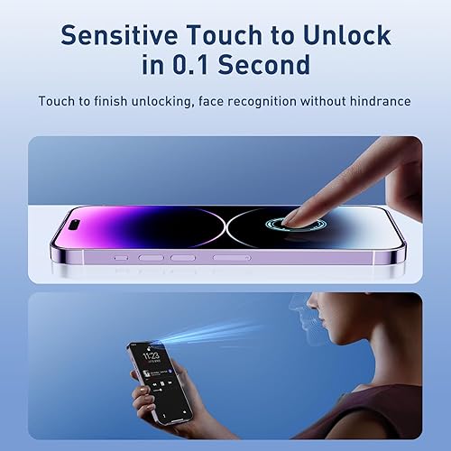 Miniatura 2 de Kit de alineación automática protector de pantalla para iPhone 14 Pro Max, luz azul, 6.7 pulgadas, cobertura completa, compatible con isla dinámica,