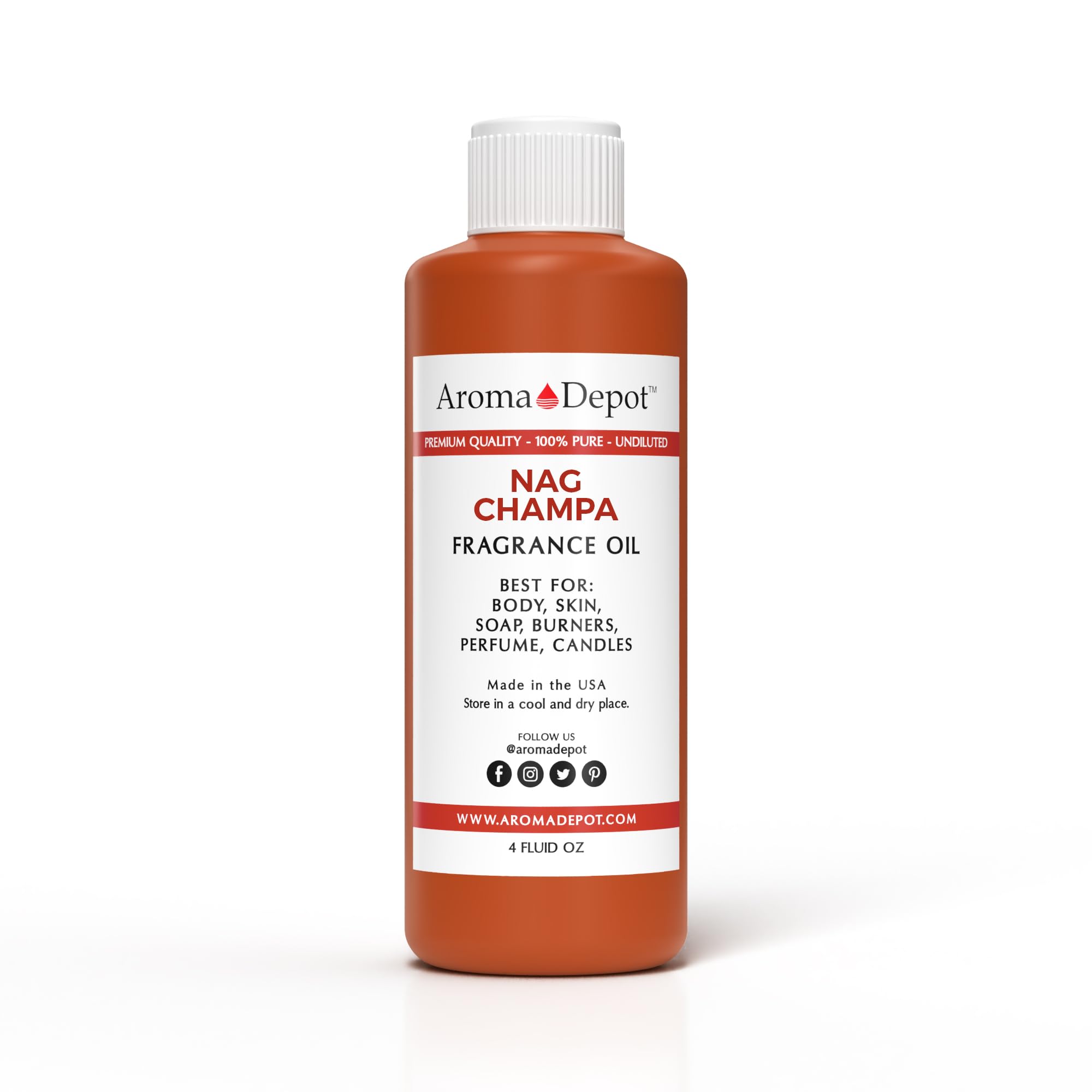 Aroma Depot Nag Champa 4 oz. Fragrance Oil I Perfume I Skin Oil I Scented. DIY Projects Such as Candles, Bath Bombs, Body Butters, Creams &amp; Lotions. Few Drops in The Diffuser, Burners, or Warmers.