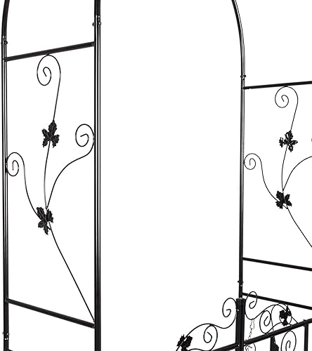 Miniatura 6 de Cenadores de jardín de metal para exteriores con puerta de puerta, 7 pies de alto x 3 pies 7 pulgadas de ancho, arco de jardín para plantas