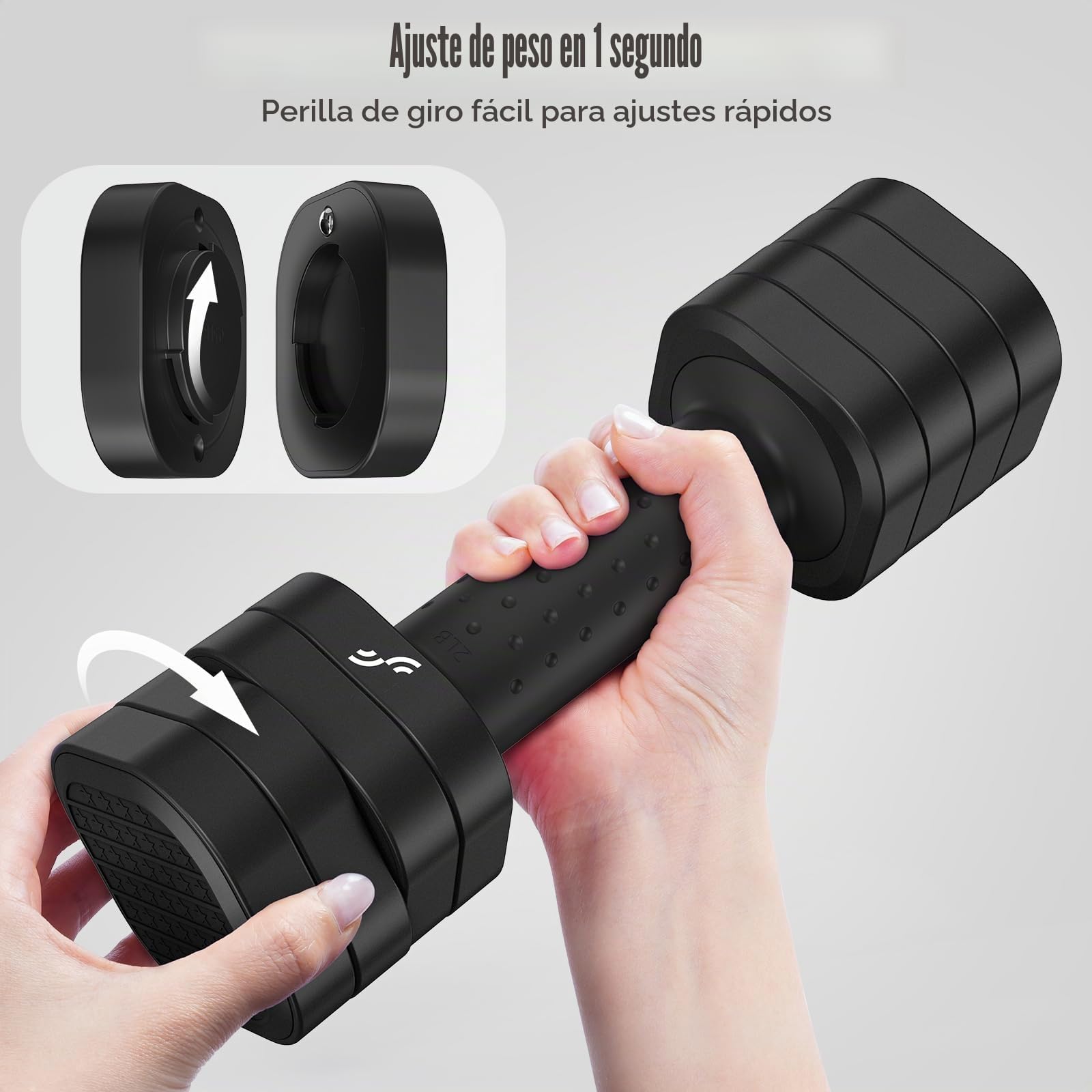 Sportneer Juego de mancuernas para mujer: pesas ajustables de 0,9 a 2,3 kg, 4 en 1, para gimnasio en casa (negro)
