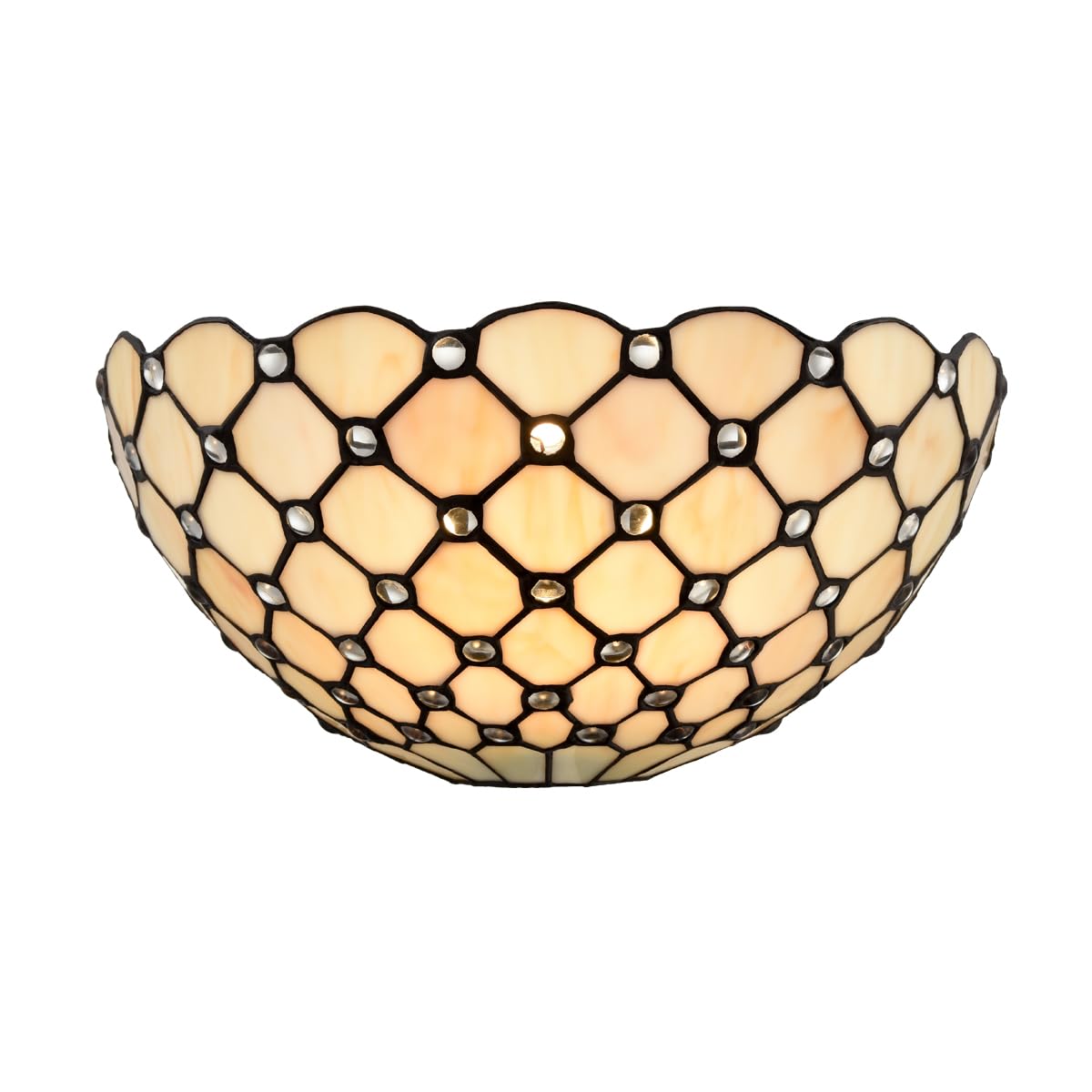 DEYNITE Tiffany Wall Sconce Antique Black & Art Vanity Light Stained Glass Shade with Crystal Beads for Bathroom Bedroom Corridor Hallway Home Decor