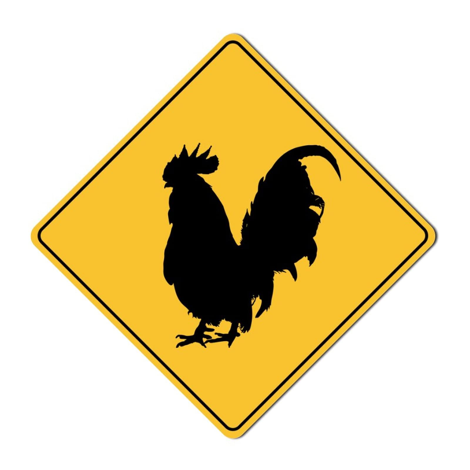 Animal Xing Sign Chicken Crossing Warning Metal Sign 12x12 inch Novelty Aluminum Tin Sign Wall Decor Signs Outdoor Indoor Use