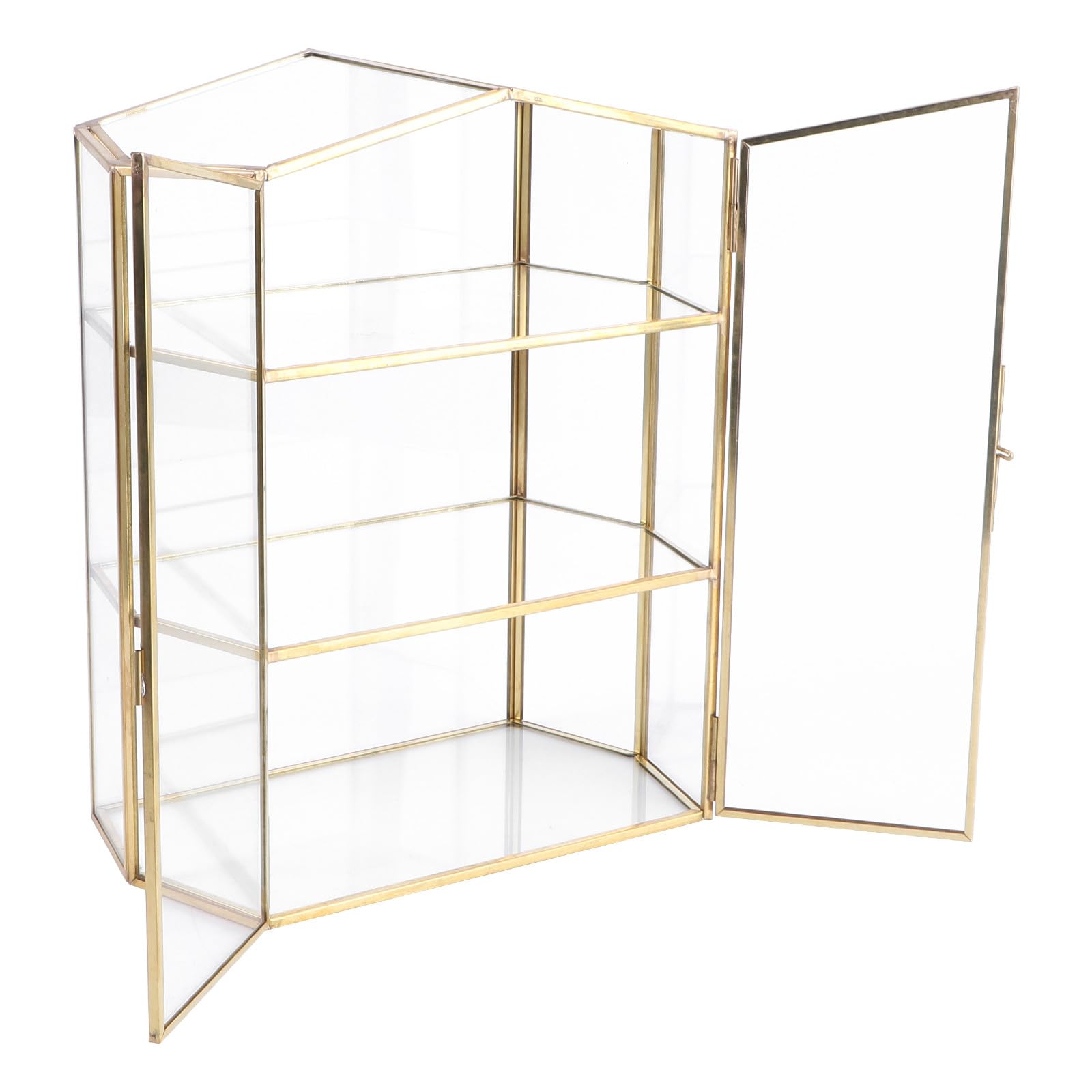 Schmuckkästchen Praktische Aufbewahrungsbox aus Glas mit Metallrahmen 3-lagige Kosmetik Organizer für Schmuck und Pflegeprodukte für Badezimmer und Schminktisch