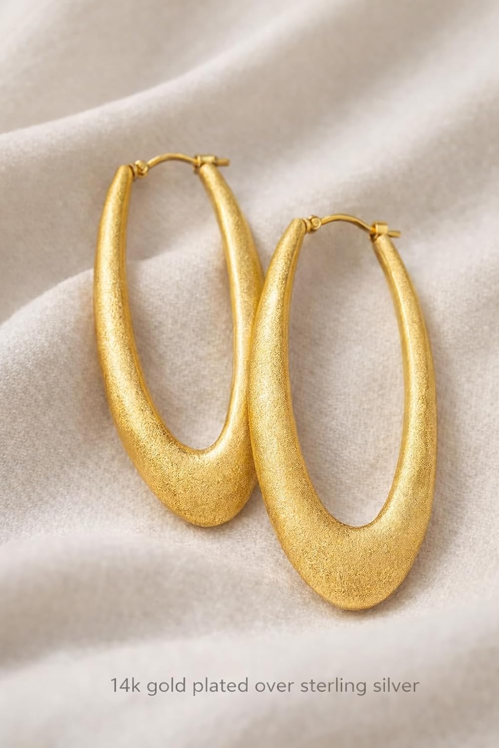Gold Hoop Earrings – Chunky Matte Gold Hoops, Thick Statement Earrings for Women
