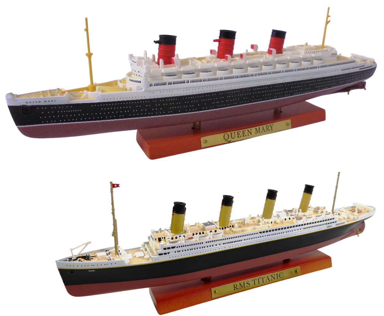 - Set of 2 miniature replicas of the famous transatlantic liners the TITANIC + the RMS QUEEN MARY scale 1/1250 or 21 and 25 cm - PA3