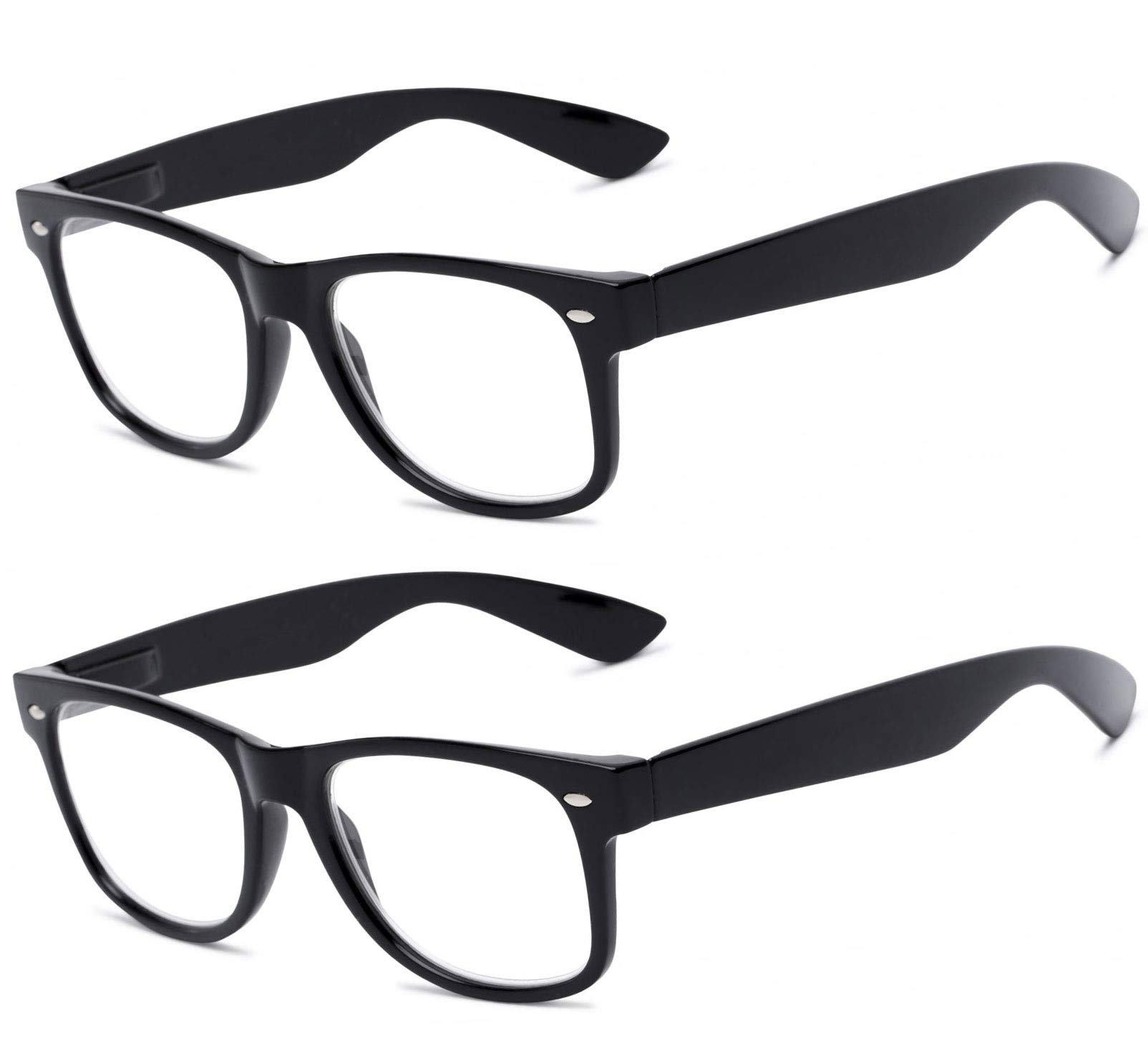 2 Pairs Vintage Retro Inspired Clear Lens Reading Glasses Full Lens Reader for Men and Women