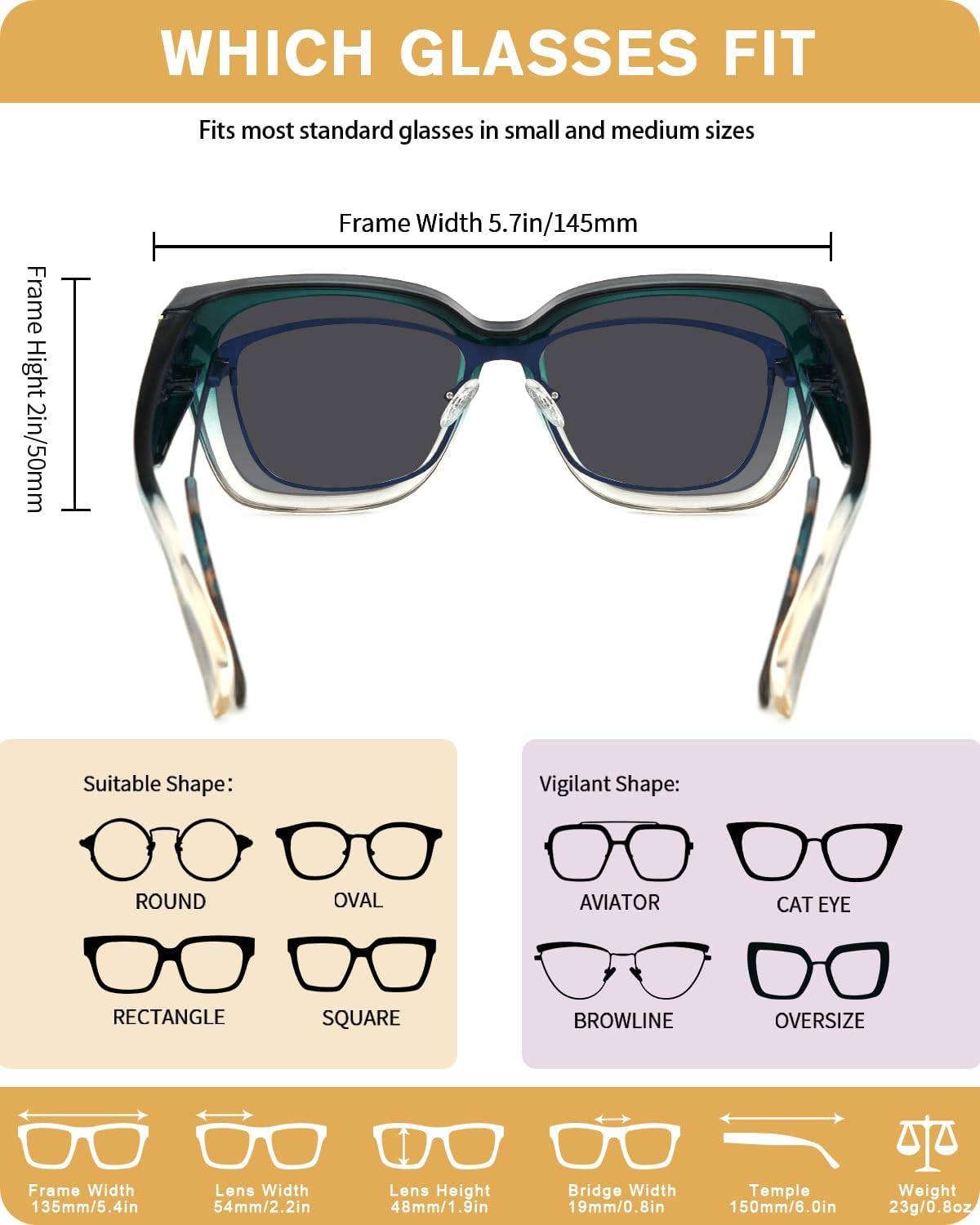 Meeloog Polarized Fit Over Glasses Sunglasses for Women UV Protection, Trendy Square Wrap Around Shades for Driving Riding - Image 5