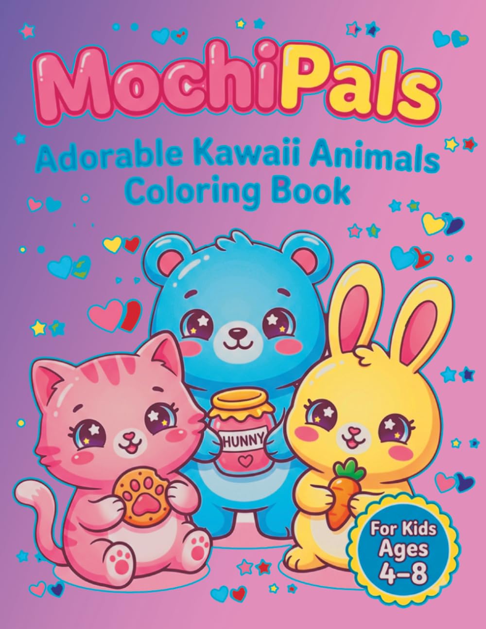 Coloring book Mochipals: Fun and Easy Coloring Pages with Adorable Kawaii Animals for Kids Ages 4–8
