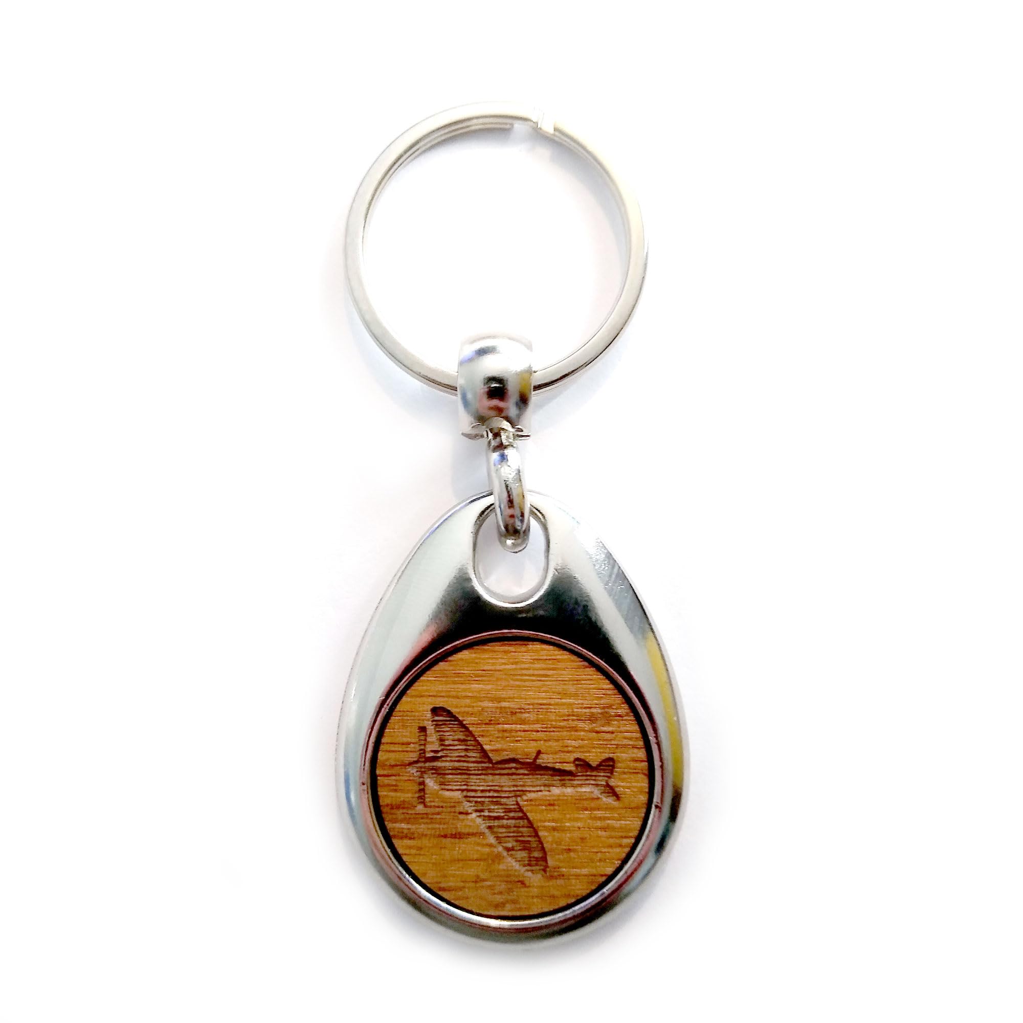 Jorvik Wood Spitfire Design Wooden Keyring with Gift Box.