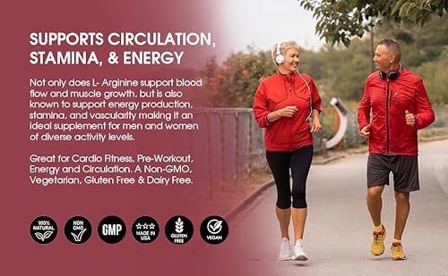 L-Arginine 5000 Mg And L-Citrulline 1000 Mg Combo, Nitric Oxide Supplement Complex, Cardio Heart Health Powder, Mixed Berry Flavor, 16.82 Oz. #TOP4