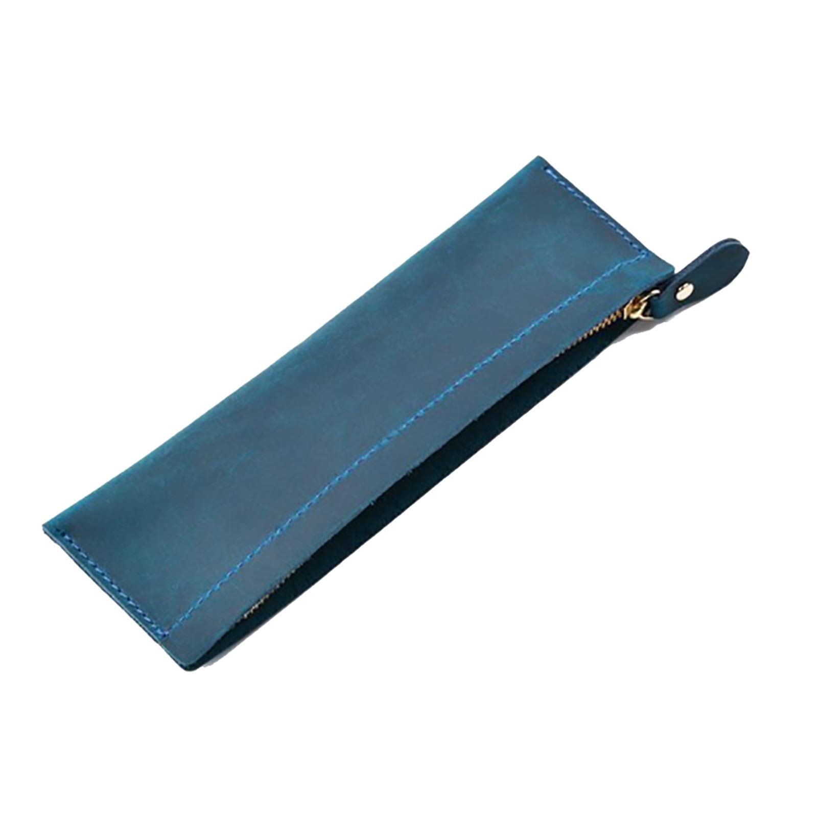 Astuccio in pelle, astuccio piccolo, Astuccio in pelle con cerniera for cancelleria ufficio multicolore 190x60mm(Blue)