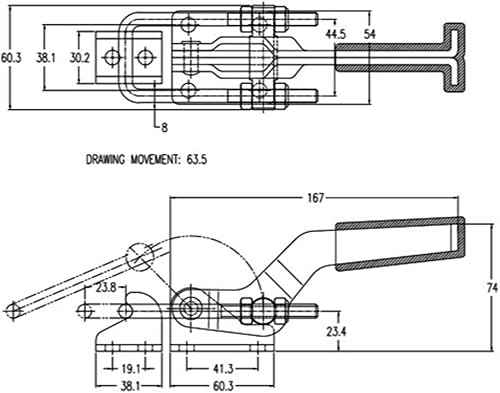 Miniatura 8 de POWERTEC 20306-P2 Abrazaderas de palanca de pernos en U de acción de pestillo ajustable de alta resistencia 40341-2000 libras de capacidad de