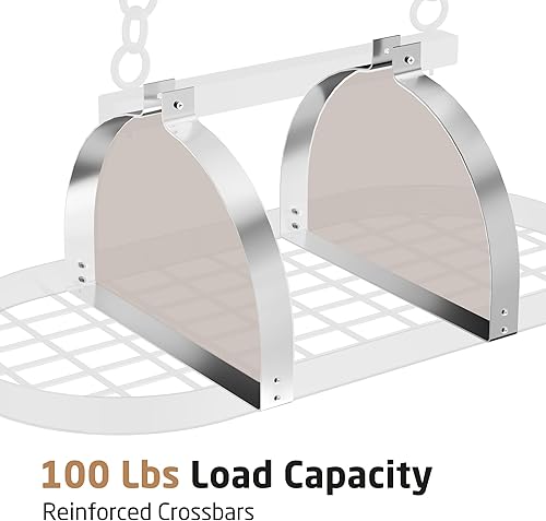 Miniatura 6 de KES KUR221S85-CH - Estante colgante cromado resistente de 34 pulgadas, soporte ovalado para colgar ollas y sartenes, organizador de almacenamiento