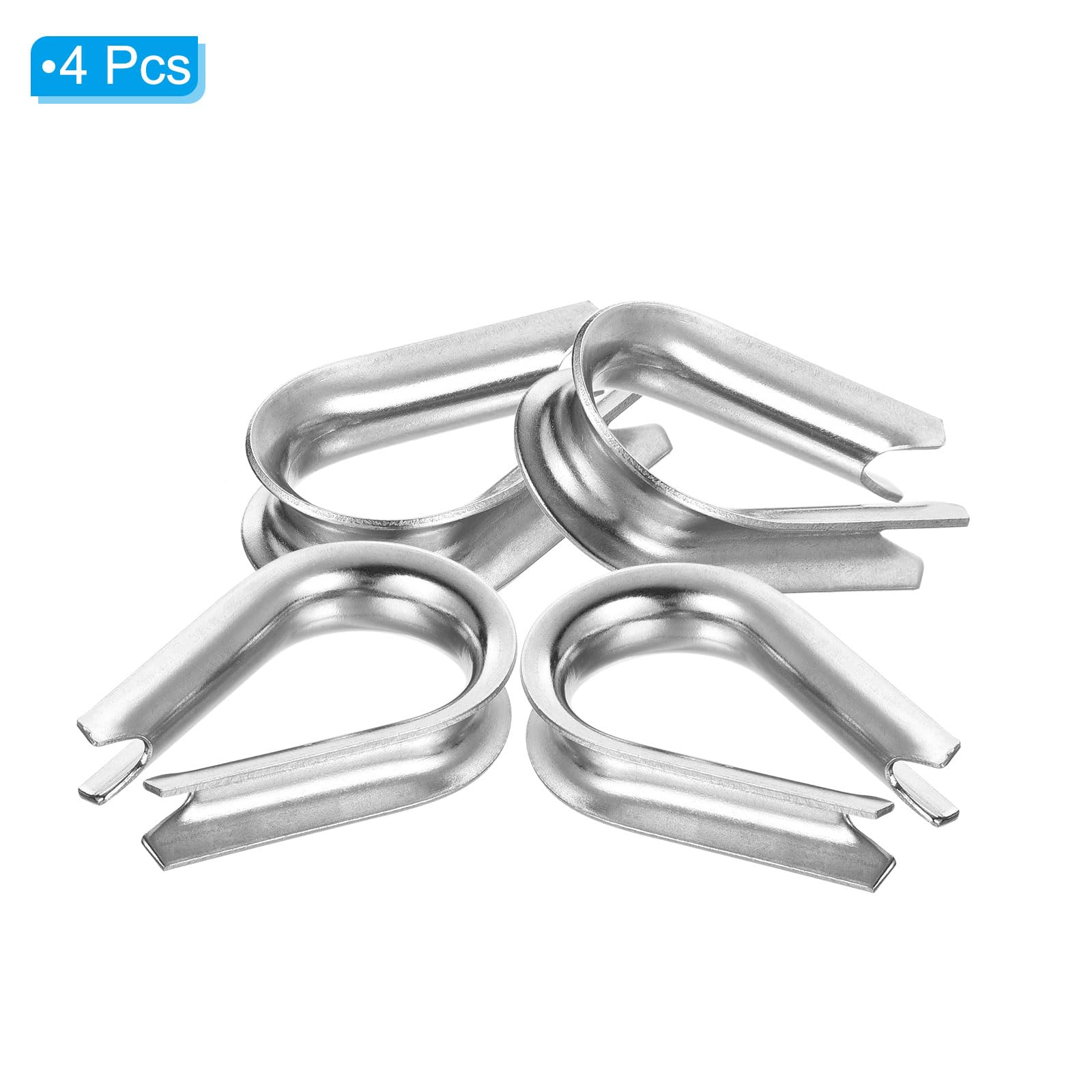 PATIKIL Cosse de Câble en Acier Inoxydable 304 de 8 mm (5/16 Pouce), Lot de 4 Cosses de Câble pour Gréement de Bateau