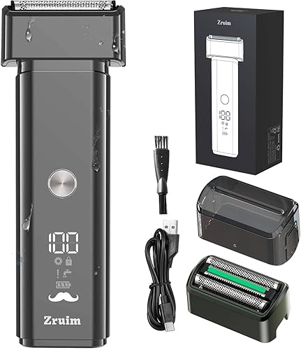 Maquinilla de afeitar eléctrica para la cara de los hombres, 2 velocidades ajustables, afeitadoras de papel de aluminio para hombres para barbacara,
