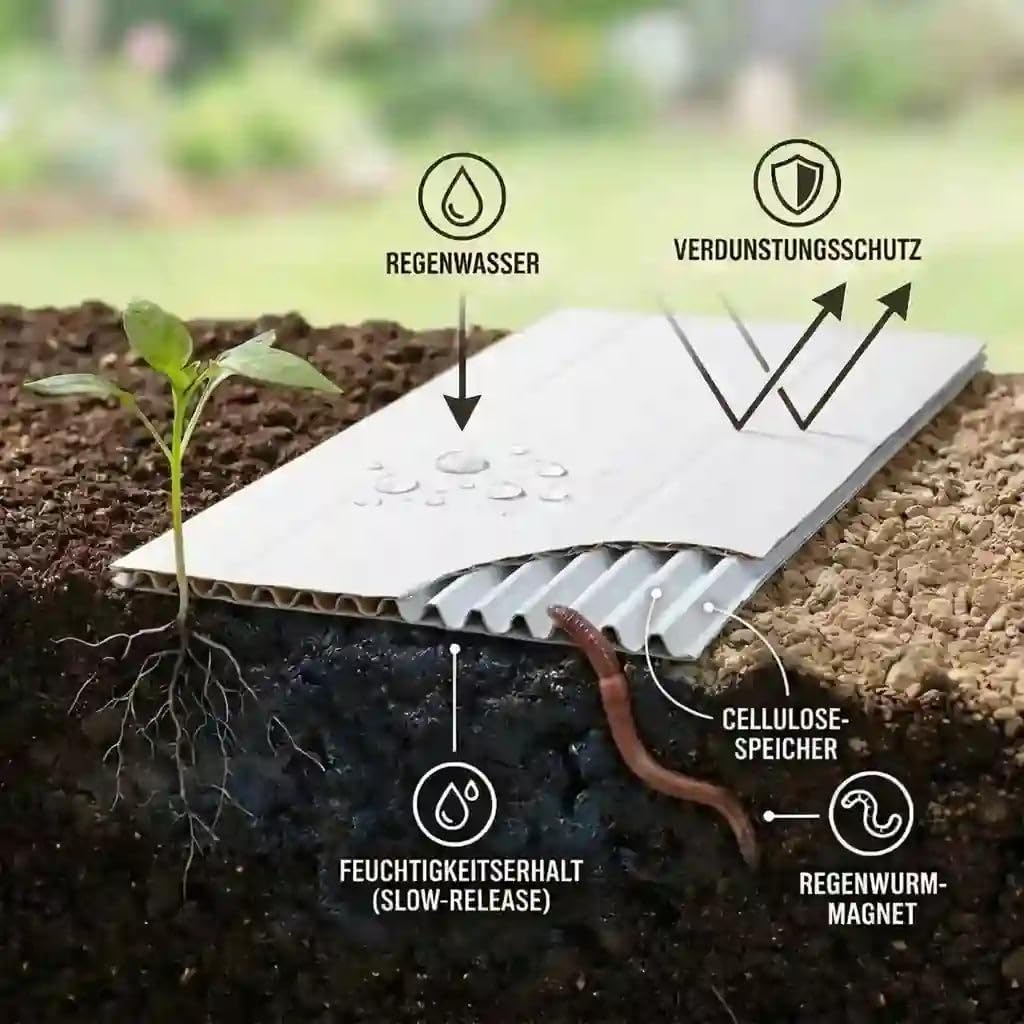 Florade Garten-Wellpappe – biologisch abbaubares Unkrautvlies aus 100% Frischfaser – plastikfrei & wasserdurchlässig – Mulchvlies & Gartenvlies für Beete, Hochbeet, Gemüse & No-Dig-Garten