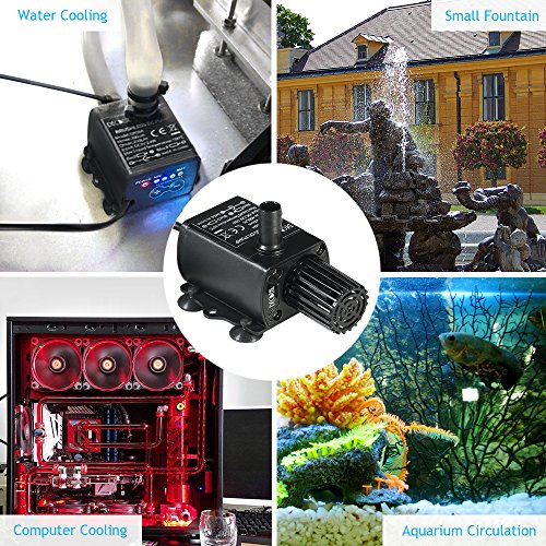 Bomba de água submersível Decdeal DC 12V 5W Bomba ultra silenciosa para lagoa, aquário, 280L/H Lift