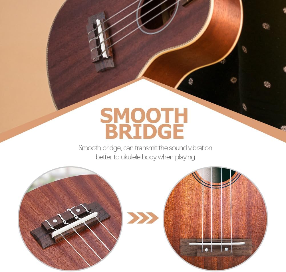 Ukulele Saddle Bridge 5 Sets Ukulele Bridge and Saddle Replacement Parts Universal 4-String Accessories for Tone Adjustment and DIY Repair