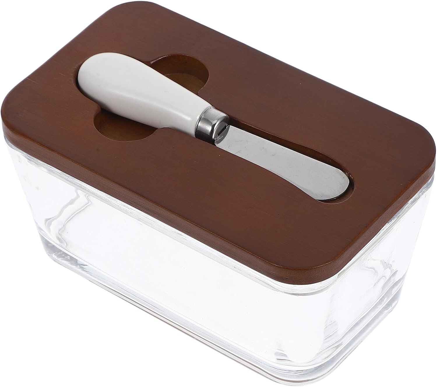 VALICLUD Airtight Glass Butter Dish with Lid and Knife Butter Box for Fridge and Counter Storage for Kitchen Use