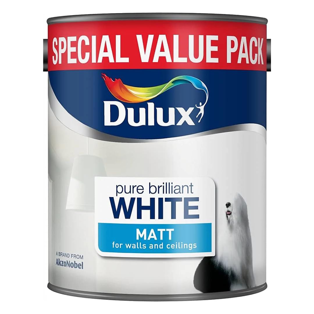 Pure Brilliant White Walls & Ceilings Matt Emulsion Paint 3L – Smooth Creamy Finish, Quick Dry, Low VOC, Easy Application for Interior Walls & Ceilings