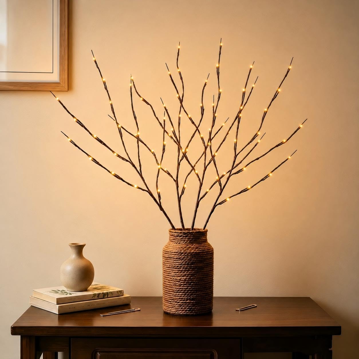 4-Branch 72cm Warm White Twig Light, 80 LED Beads Branch Light with UK Plug