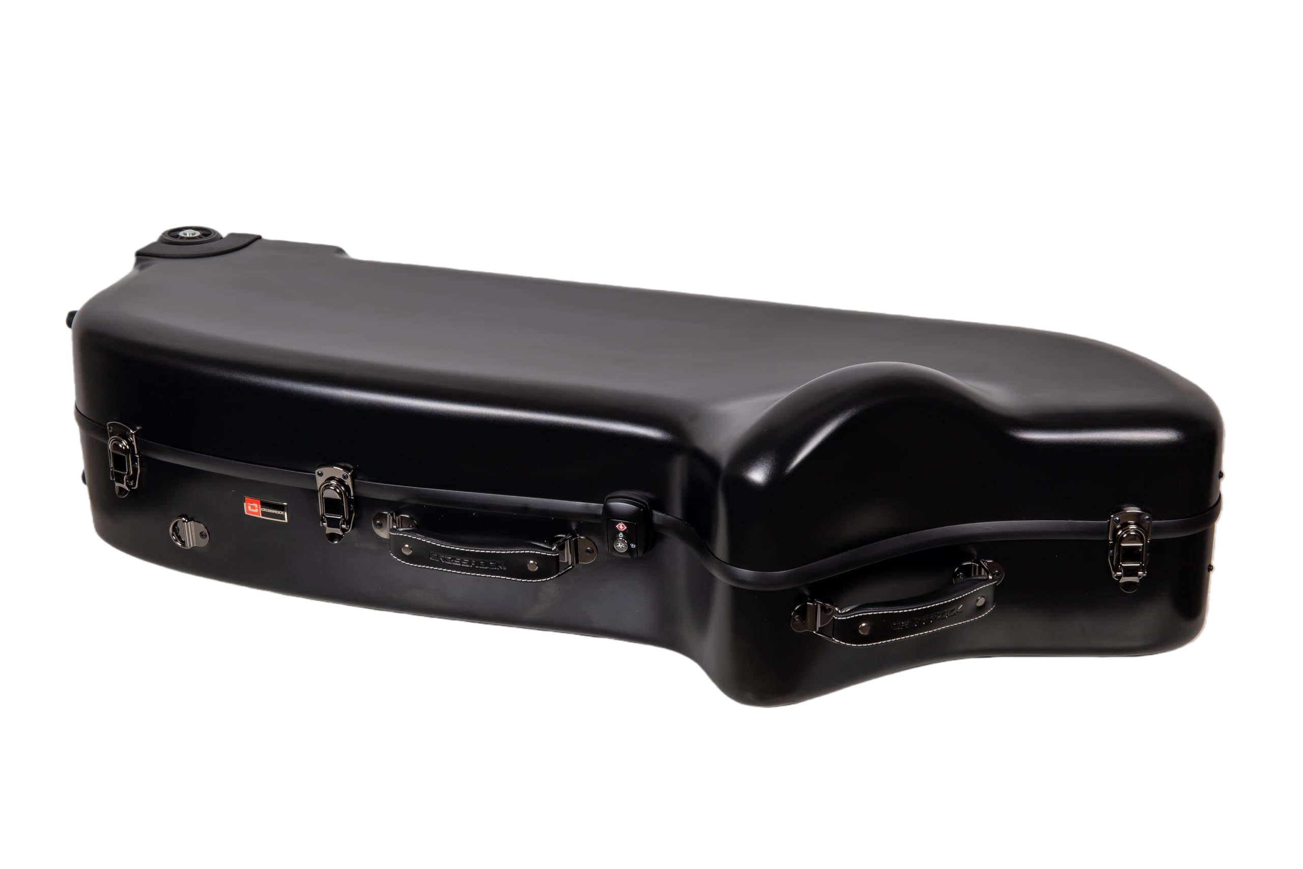 Crossrock Low-A Baritonsaxophon-Koffer mit Rollen | Polycarbonat-Hartschale, TSA-Schloss, kratzfeste Oberfläche, Stauraum für S-Bogen & Mundstück – Schwarz (CRF4050BSBK)