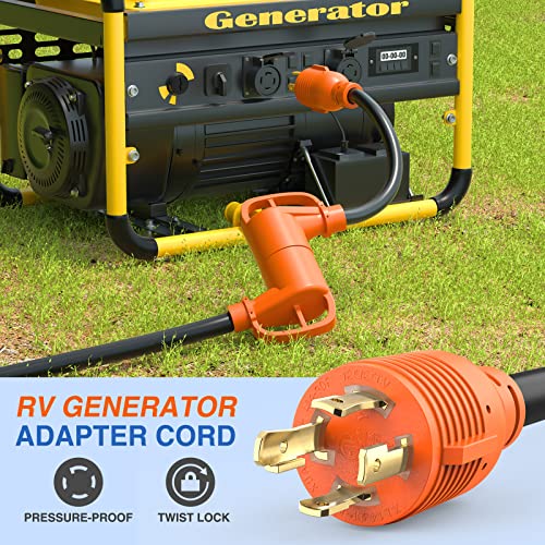 Image of Nilight RV Generator Adapter Cord 30 Amp to 30Amp 4 Prong Pure Copper Heavy Duty Twist Lock Male Plug 10 Gauge Wire L14-30P to TT-30R 30M /30F for RVs Camper Caravan Van Trailer
