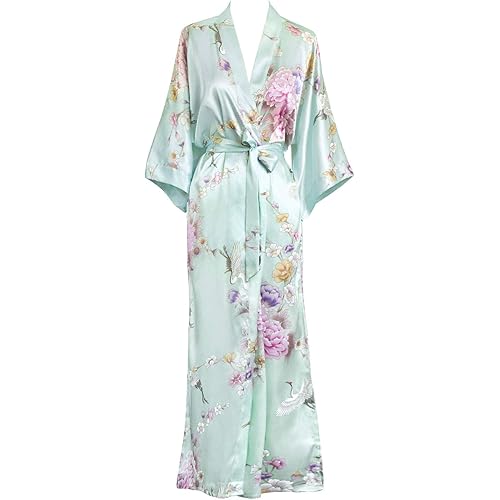 KIM+ONO Women's Satin Kimono Robe Long - Floral