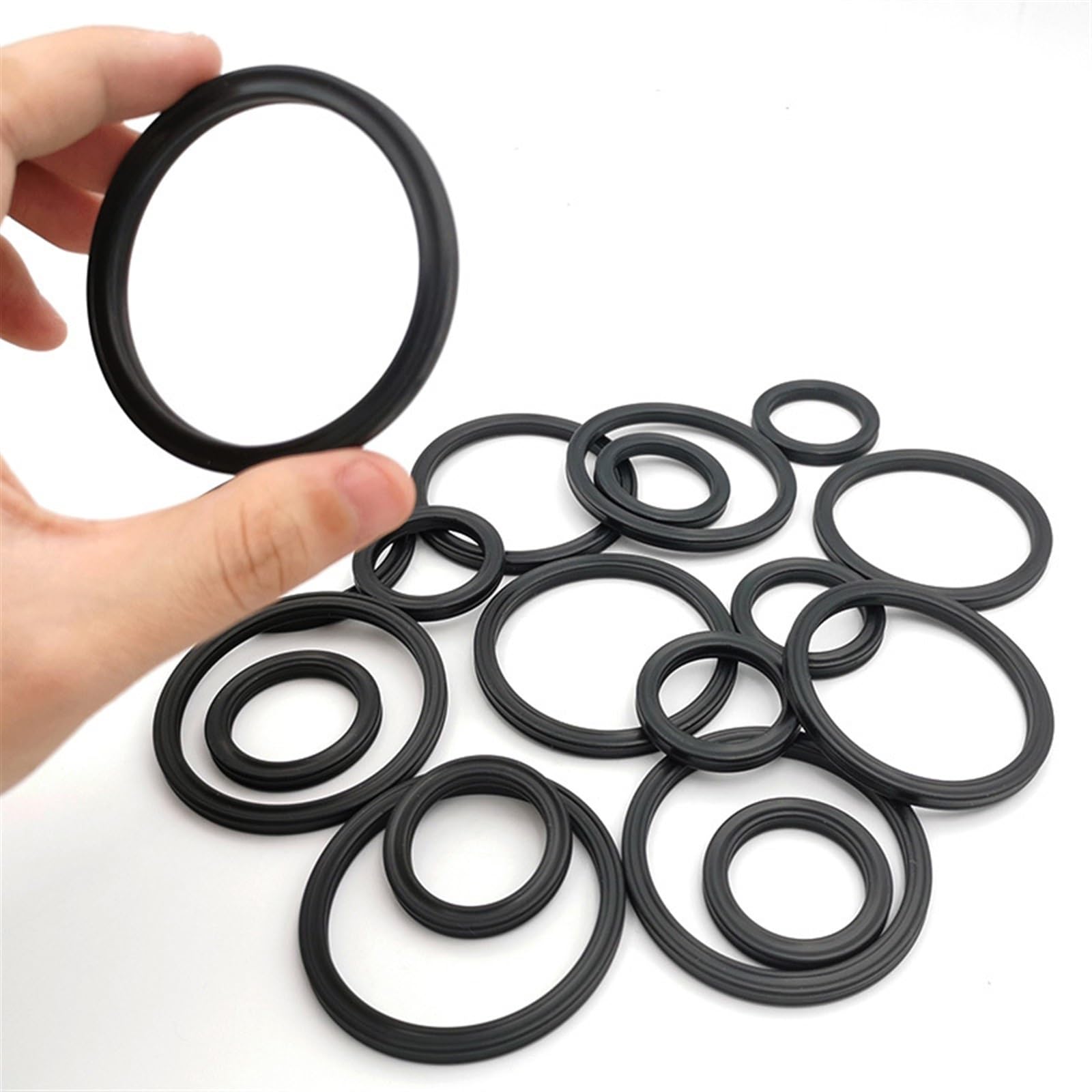 Anello a X in NBR nero, quattro anelli di tenuta a labbro, gomma nitrilica, per cilindri idraulici, pistoni, bielle. Diametro interno 4,34-456,06 mm (dimensioni: 278,99 x 3,53 (1 pezzo))