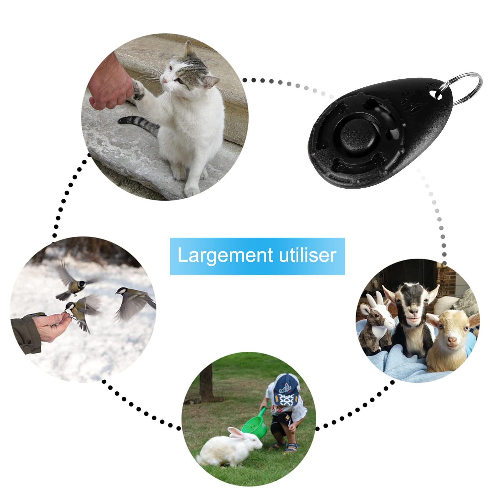 Diyife Lot de 2 Clickers pour Chien, Clickers de Chien avec Dragonne élastique et Grand Bouton, Clicker Training, Professionnel Clicker Chien Dressage pour Chat, Chien, Cheval, Noir et Cyan