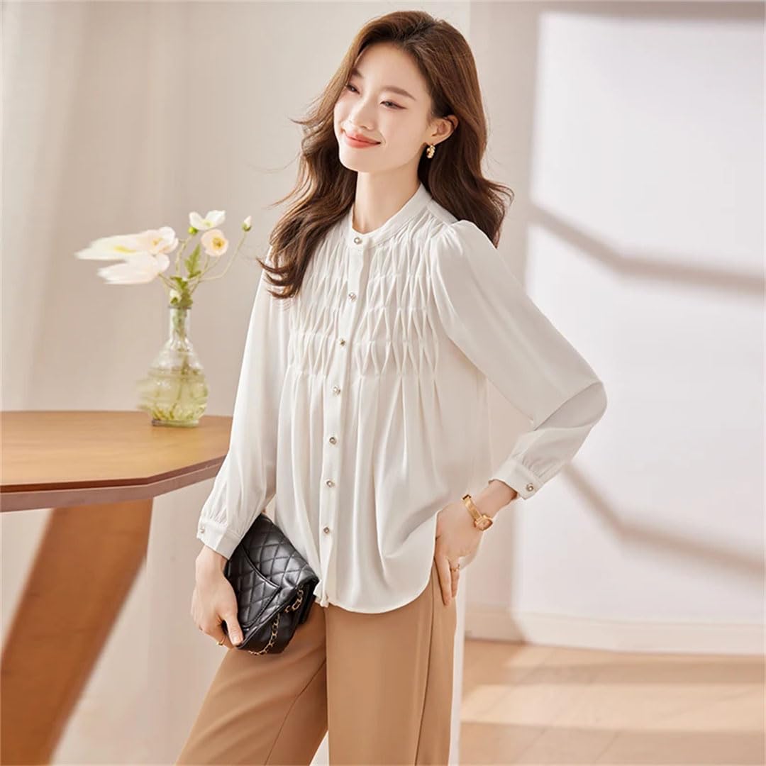 Blusa de manga larga para mujer, elegante, formal, para oficina, trabajo