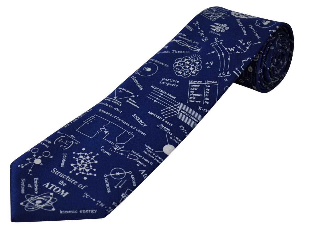 The Tie Studio Multicolor Tie Studio Polyester Tie - Structure Of Atom On Blue (0795) (Multicolor)