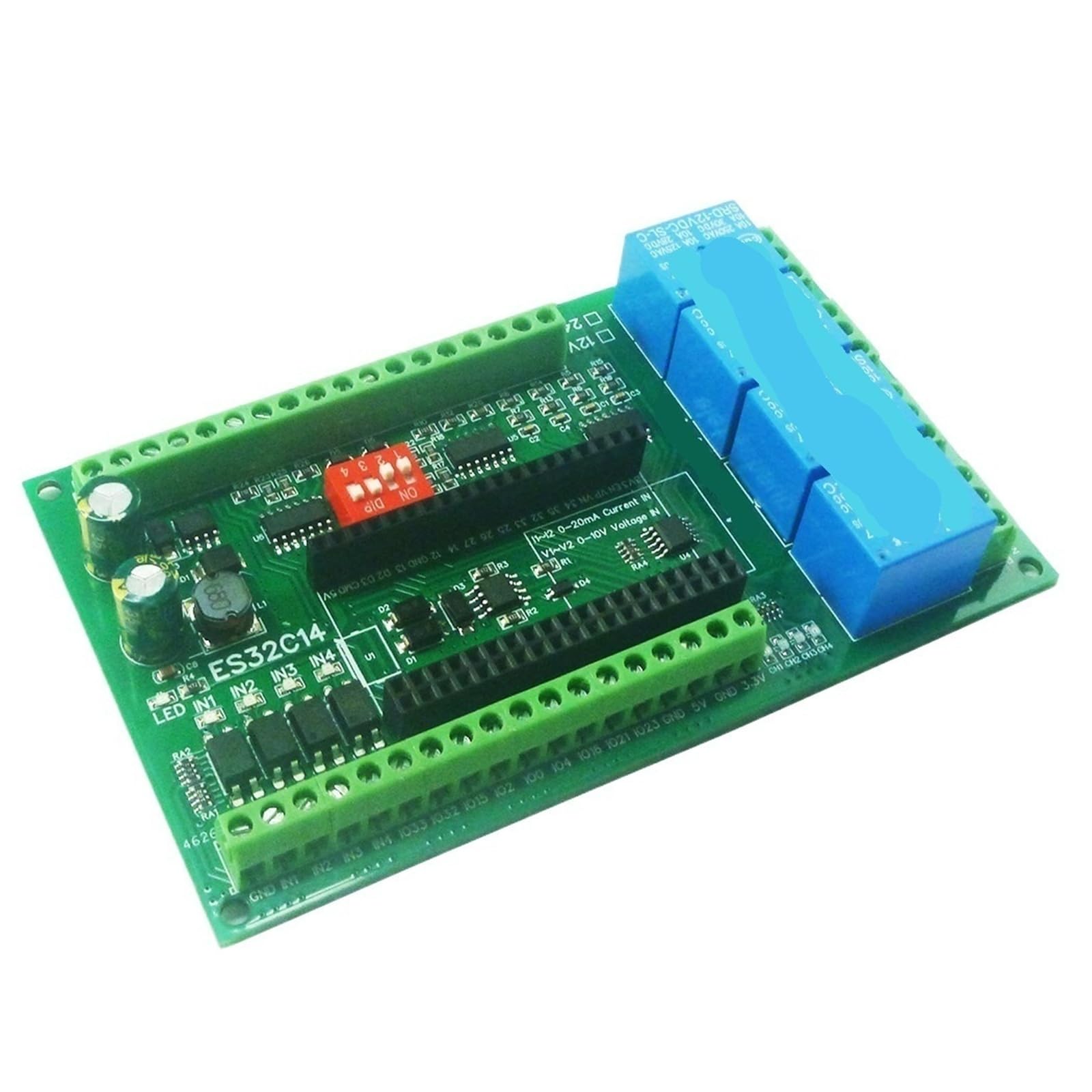 DC 12 V 24 ESP32 karta rozszerzeń ES32C14 moduł do PLC Smart Home IOT DIY cyfrowy analogowy DAC ADC IO Przekaźnik Switch18