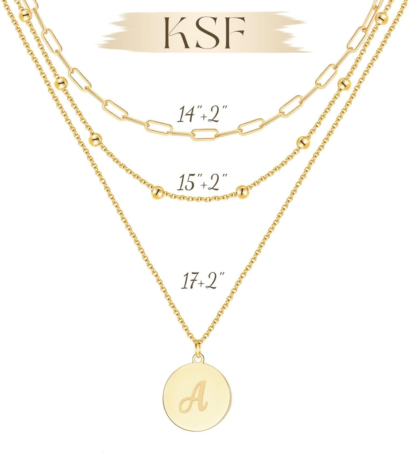 KSF Gold Layered Necklaces for Women Trendy - 14K Gold Plated Layered Choker Initial Letter Coin Pendants Necklace Stack Paperclip Chain Gold Jewelry Gifts Set Non Tarnish - Image 6