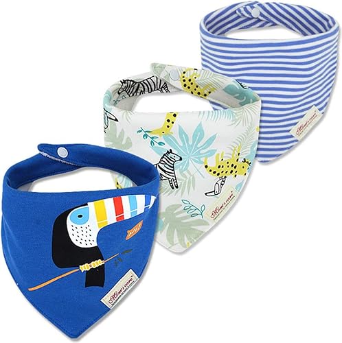JN&LULU Paquete de 3 baberos de bebé recién nacido, bandana, baberos para babear, de algodón, regalos para bebés Bibelephant,Nube azul,Azul (Blue