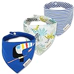 JN&LULU 3 Pack Newborn Baby Bibs Bandana Drool Bibs for Drooling Cotton Baby Gifts (Parrot)