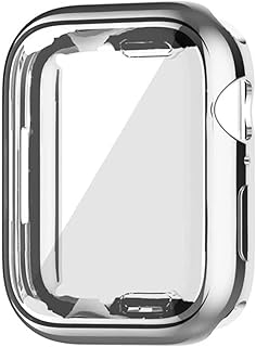 جراب حماية سيليكون مع شاشة متوافق مع ابل ووتش سلسلة 7-41 ملم بتغطية HD عالية الدقة، فضي