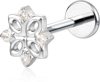 limerencia Hypoallergenic Titanium ASTM F136 18G 6mm 8mm 10mm Flat Back Internal Thread Stud Earring Piercing Jewelry for Tragus Helix Conch Cartilage Nose Lip(1pc)
