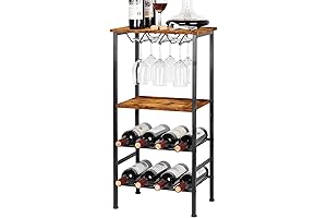 Floor Shelf Stand, 8-Bottle 9-Glass Wine Rack