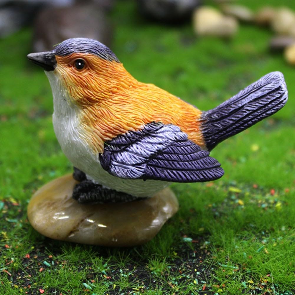 Piccole sculture in resina di uccelli per giardini in miniatura creativi e per la decorazione di nidi (C)