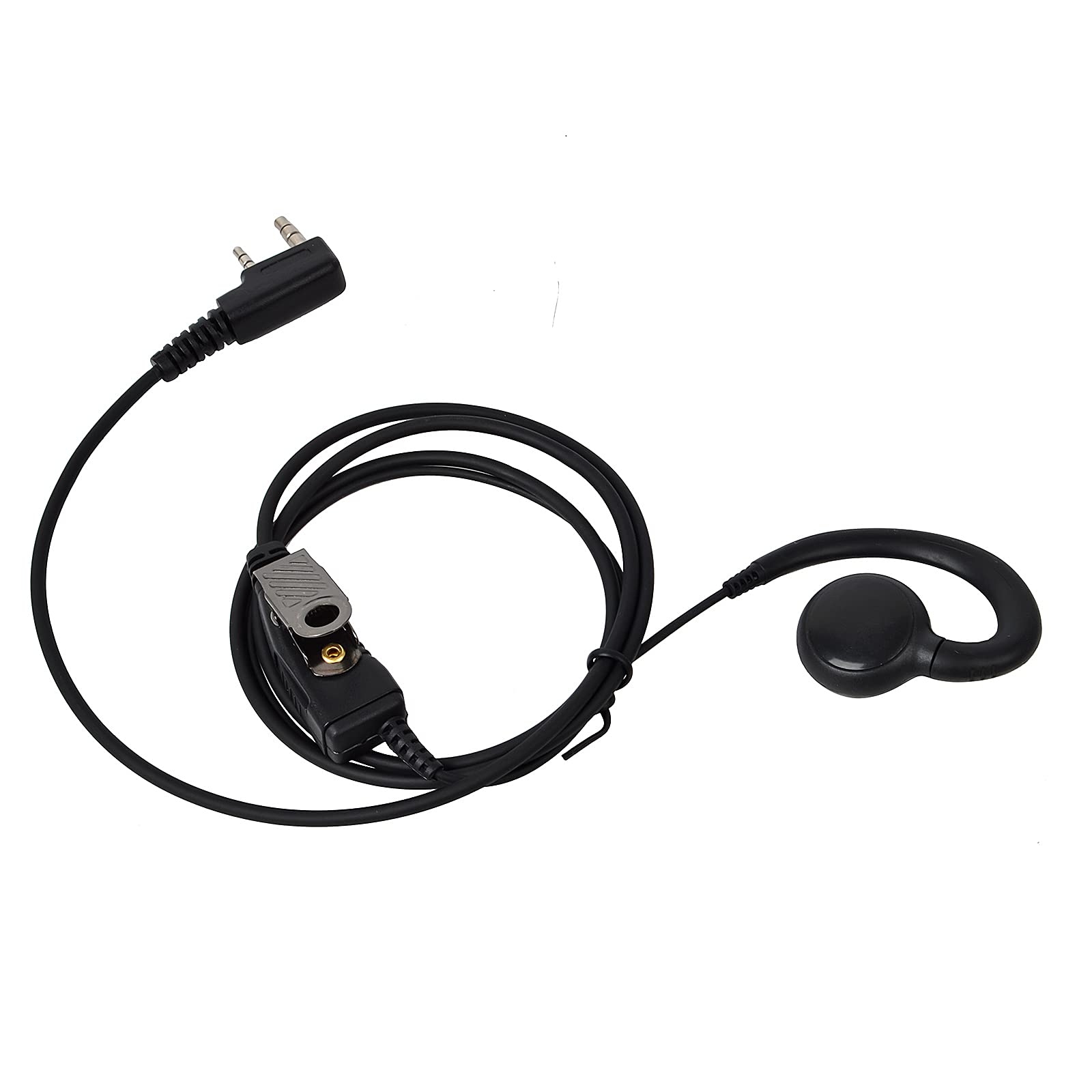 UAYESOK Lot de 2 paires d'écouteurs Talkie Walkie Type C 2 broches avec microphone PTT pour radio Kenwood TK-250 Baofeng UV-5R UV-82 BF-888S Retevis TYT