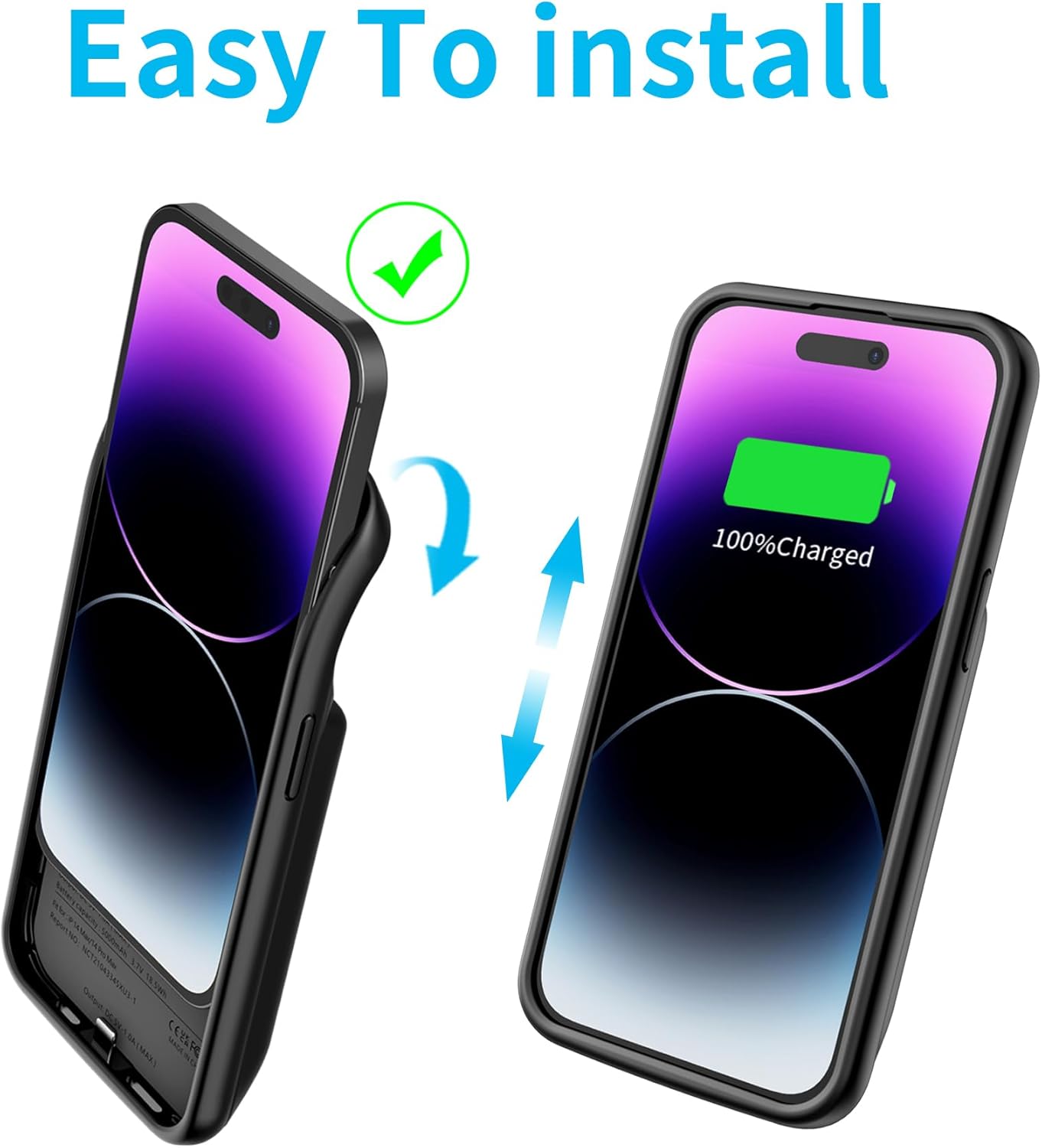 Battery Charging Case for iPhone 14 Pro Max 6.7 inch 8500mAh High Capacity Protective Rechargeable Battery Case with Screen Protector, Black