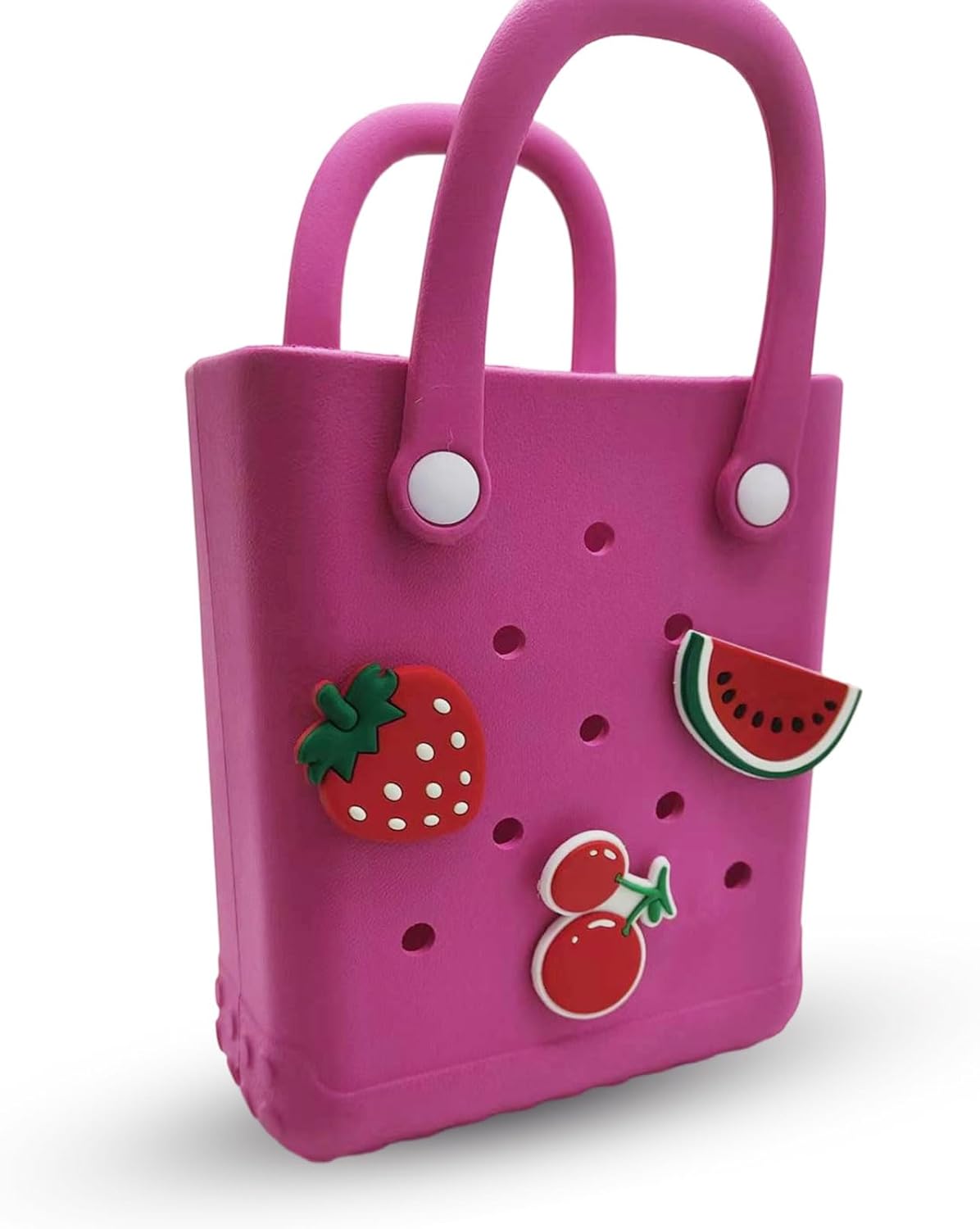 Small Rubber Beach Bag Waterproof Mini Eva Tote Pool Bag With Holes and Crossbody Strap For Women