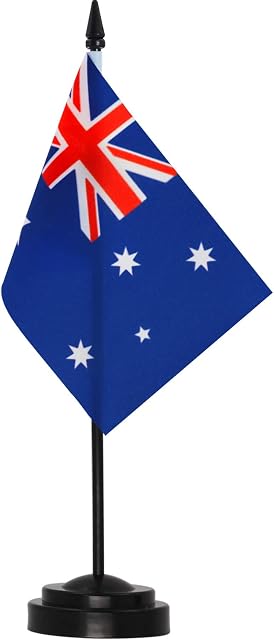 ANLEY UK Deluxe Desk Flag Set - 6 x 4 Inch Miniature United Kingdom British Desktop Flag with 12" Solid Pole - Vivid Color and Fade Resistant - Black Base and Spear Top