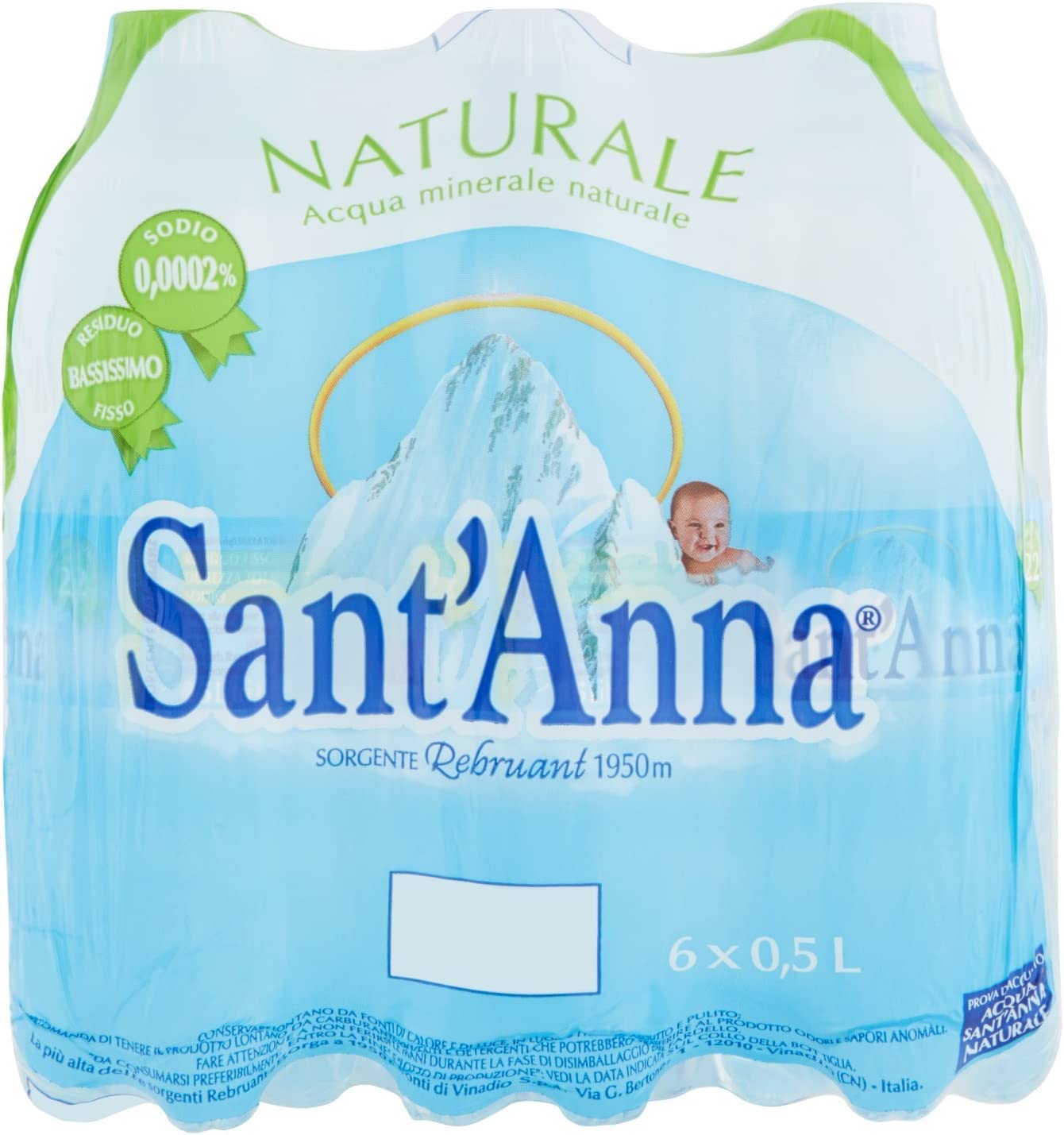 12 x Sant'Anna Acqua Mineral Natural Organic Bottle Natural Mineral Water PET 0.5 Litres