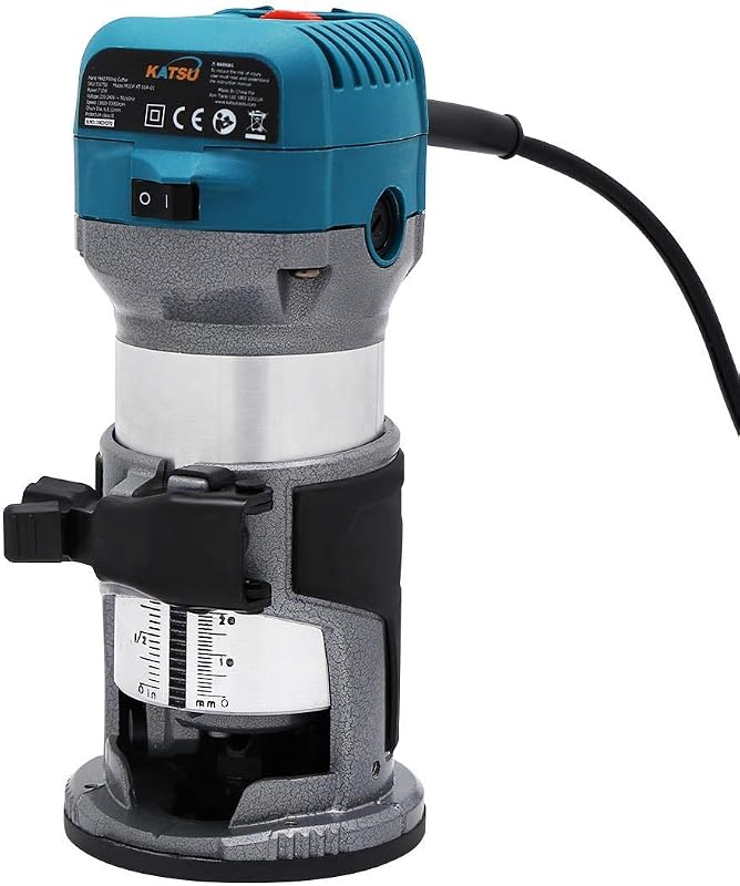 KATSU Tools Elektromos Marógép 710W - Fa Élmaró, Asztali Felsőmaró, Ácsmunkához, Barkácsoláshoz, 0.95 LE Teljesítménnyel