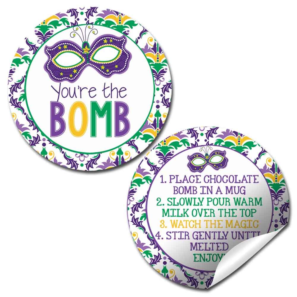 Autocollants masque de Mardi Gras 5,1 cm pour décoration de table et étiquettes cadeaux