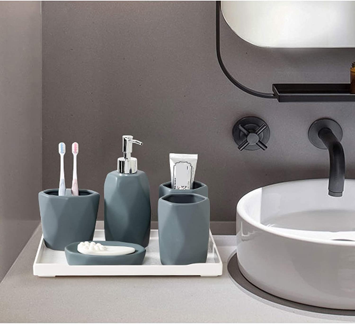 Badzubehör Set Badezimmer Set Bad-Accessoires-Set Badezimmerzubehör Aus Keramik, Kreatives Badzubehör Im Nordischen Stil, Eine Vielzahl Von Farben Als Geschenk Badezimmer Zubehör Set Badezimmerzubehör
