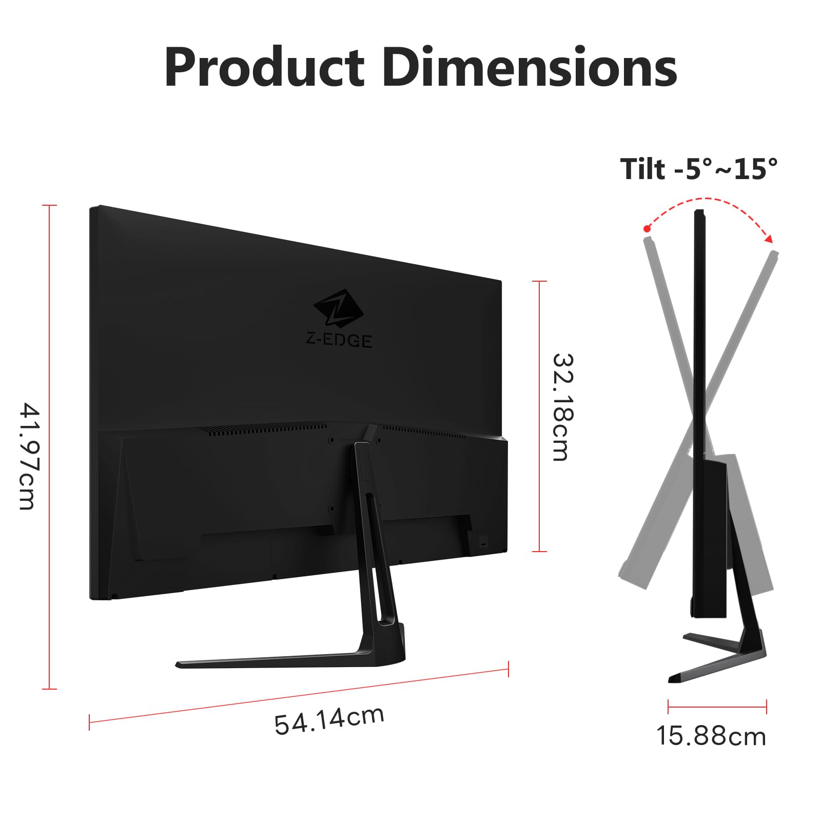 Z-Edge Ekran do komputera gamingowego 24'' 240 Hz, Panel IPS, 1ms, FreeSync, FHD, Monitor Gaming 16:9, Regulowane pochylenie, 2× HDMI2.0 & 2× DP1.4, 350cd/m², HDR10, VESA 75 * 75mm(Łącze DP dołączone)